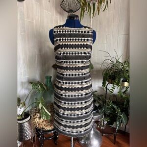 Chetta B Black and White Geometric Midi Dress